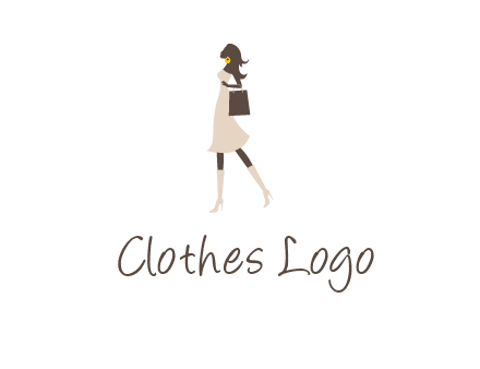 woman with purse and thigh high boots logo