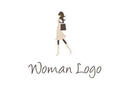 woman with purse and thigh high boots logo