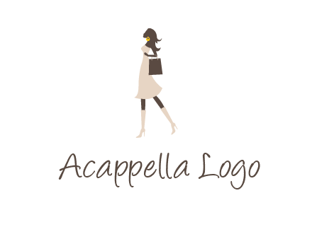 woman with purse and thigh high boots logo