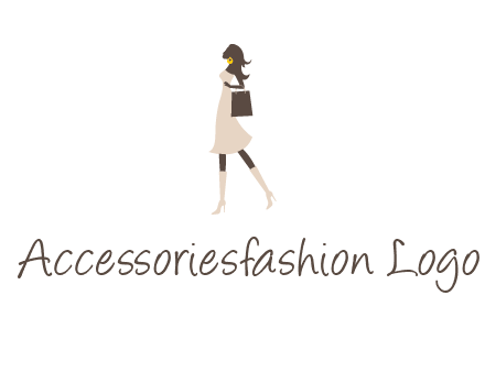 woman with purse and thigh high boots logo