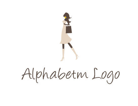 woman with purse and thigh high boots logo