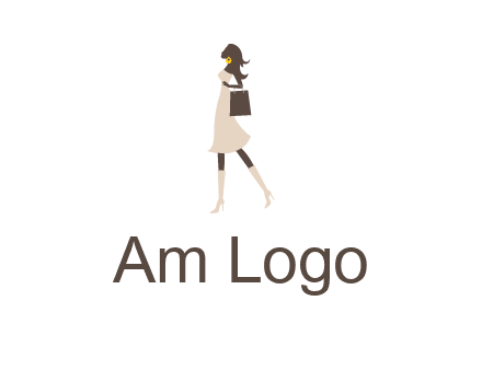 woman with purse and thigh high boots logo