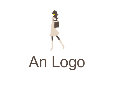 woman with purse and thigh high boots logo