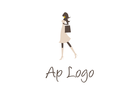 woman with purse and thigh high boots logo