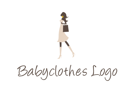 woman with purse and thigh high boots logo