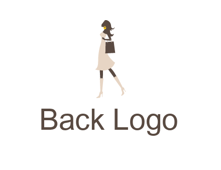woman with purse and thigh high boots logo