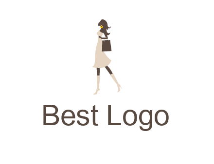 woman with purse and thigh high boots logo
