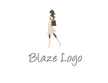 woman with purse and thigh high boots logo