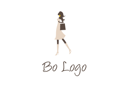 woman with purse and thigh high boots logo