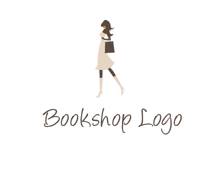 woman with purse and thigh high boots logo