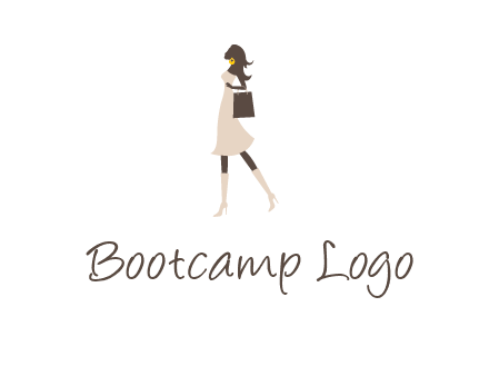 woman with purse and thigh high boots logo
