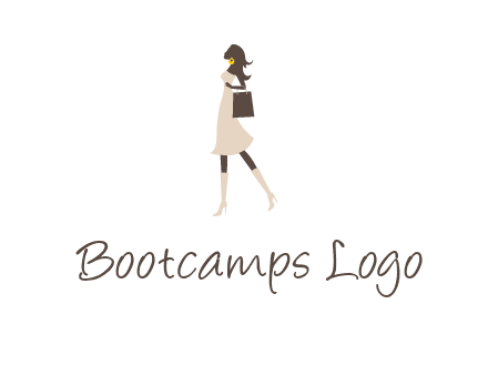 woman with purse and thigh high boots logo