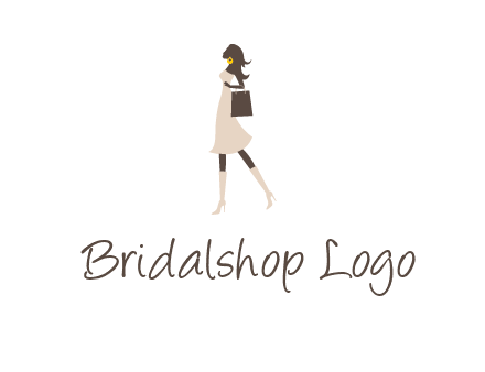 woman with purse and thigh high boots logo