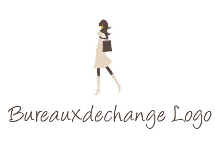 woman with purse and thigh high boots logo