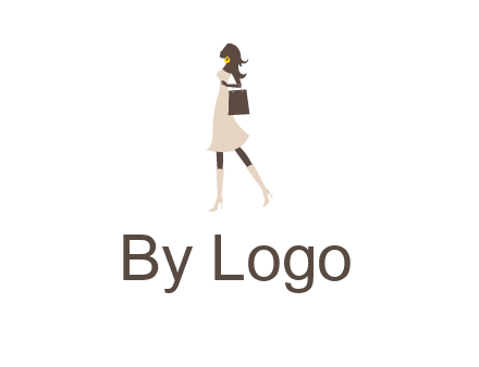 woman with purse and thigh high boots logo