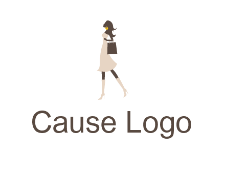woman with purse and thigh high boots logo