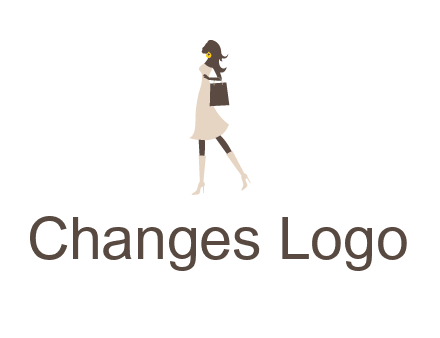 woman with purse and thigh high boots logo
