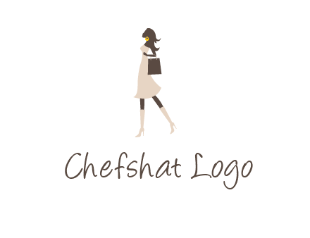 woman with purse and thigh high boots logo