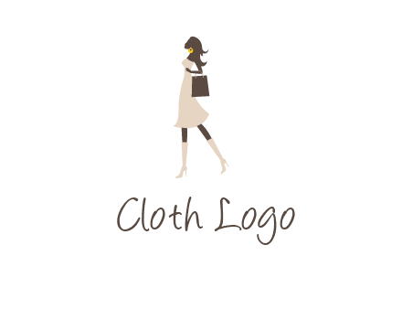 woman with purse and thigh high boots logo