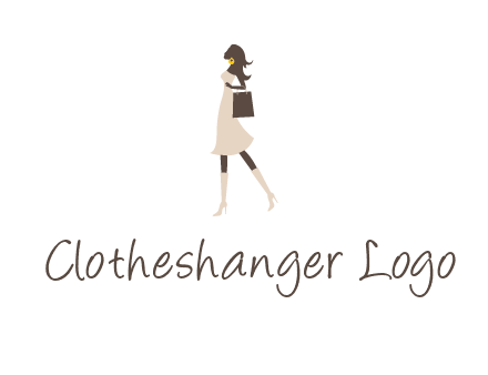 woman with purse and thigh high boots logo