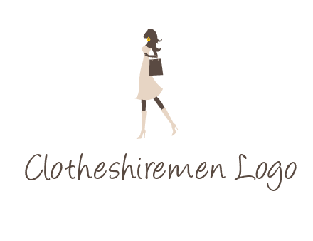 woman with purse and thigh high boots logo