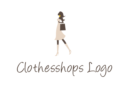 woman with purse and thigh high boots logo