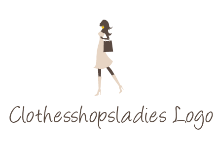 woman with purse and thigh high boots logo