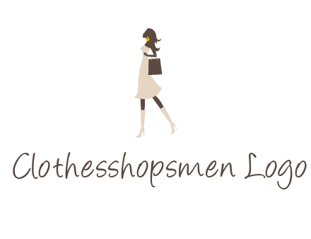 woman with purse and thigh high boots logo