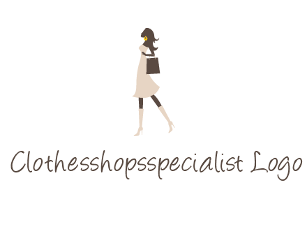 woman with purse and thigh high boots logo