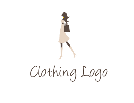 woman with purse and thigh high boots logo