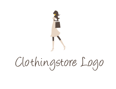 woman with purse and thigh high boots logo