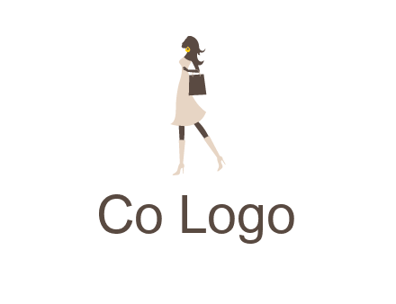 woman with purse and thigh high boots logo