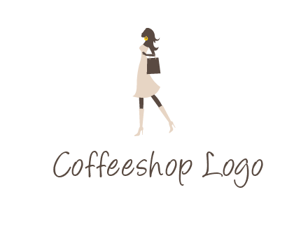 woman with purse and thigh high boots logo