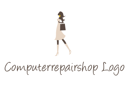 woman with purse and thigh high boots logo