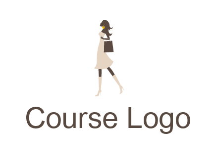 woman with purse and thigh high boots logo