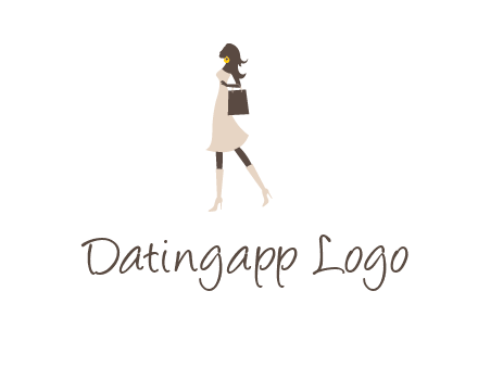 woman with purse and thigh high boots logo