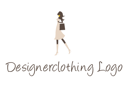 woman with purse and thigh high boots logo