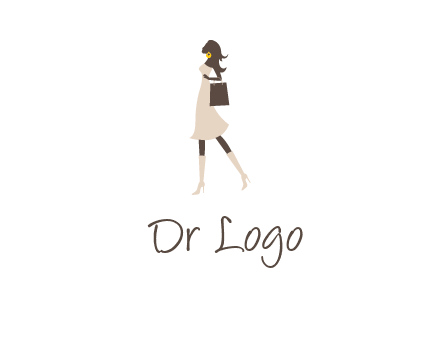woman with purse and thigh high boots logo