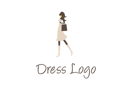 woman with purse and thigh high boots logo