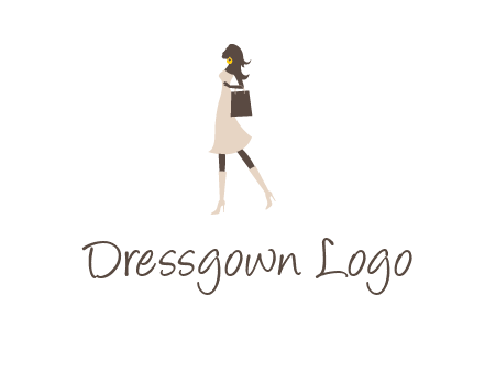 woman with purse and thigh high boots logo