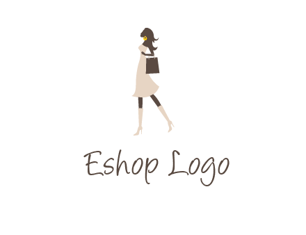 woman with purse and thigh high boots logo
