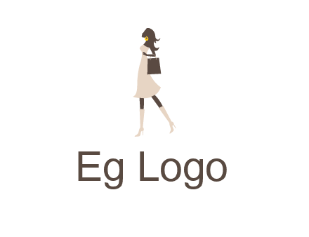 woman with purse and thigh high boots logo