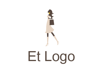 woman with purse and thigh high boots logo