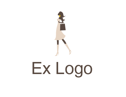 woman with purse and thigh high boots logo