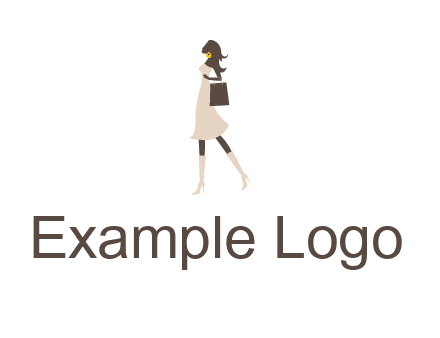 woman with purse and thigh high boots logo