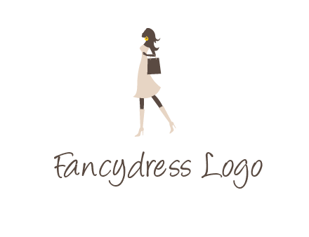 woman with purse and thigh high boots logo