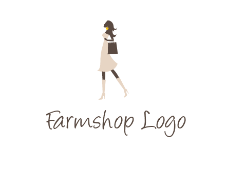 woman with purse and thigh high boots logo