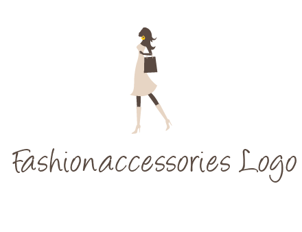 woman with purse and thigh high boots logo