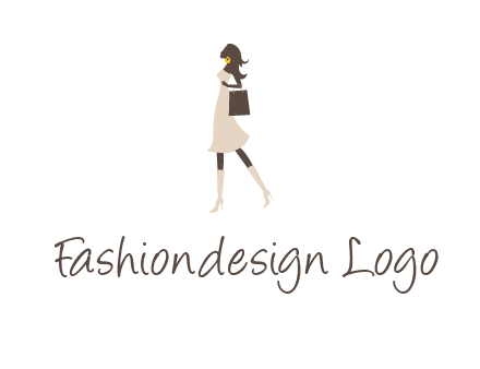 woman with purse and thigh high boots logo