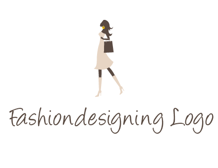 woman with purse and thigh high boots logo